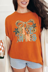 5000P-E3154 Give Thanks Bow Graphic Plus Heavy Cotton Tee $12.75