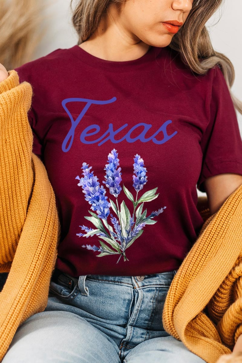 US3001P-E3060 Texas Bluebonnet Graphic Plus Tee $16