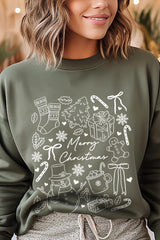 UL180P-E3181 Christmas Doodle Graphic Plus Sweatshirt $25