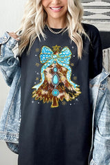 5000-E3184 Turquoise Christmas Tree Graphic Heavy Cotton Tee $9