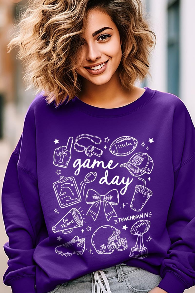 UL180-E3081 Football Doodles Graphic Sweatshirt $20