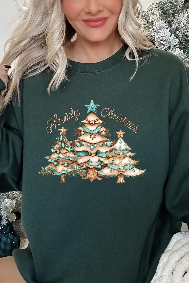 UL180P-E3185 Howdy Christmas Graphic Plus Sweatshirt $25