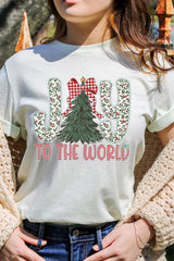 US3001P-E3213 Joy to the World Graphic Plus Tee $16