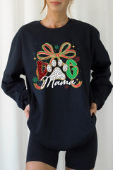 UL240P-E3194 Dog Mama Christmas Paw Graphic Plus Long Sleeve Tee $17