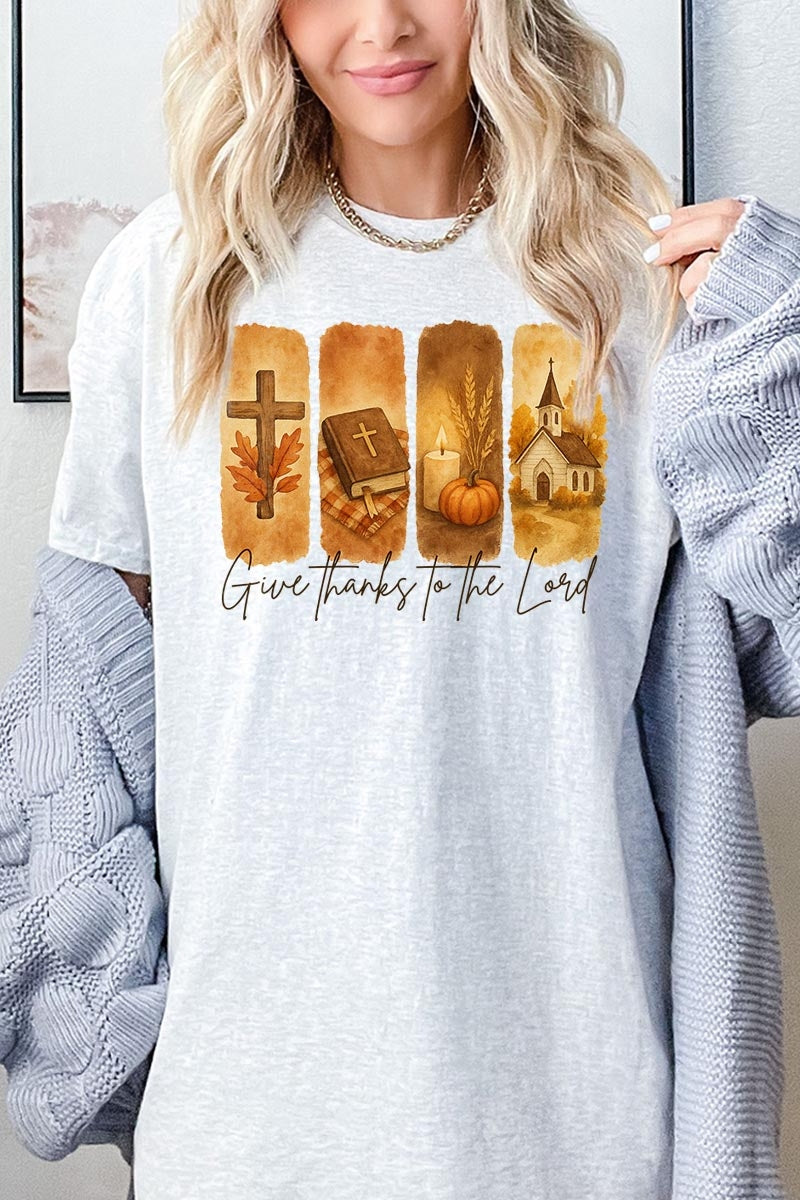 5000-E3169 Give Thanks To The Lord Graphic Heavy Cotton Tee $9