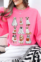 UL180P-E3106 Halloween Ghost Dog Graphic Plus Sweatshirt $25