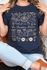 US3001-E3163 Pumpkin Patch Doodle Graphic Tee $12.5