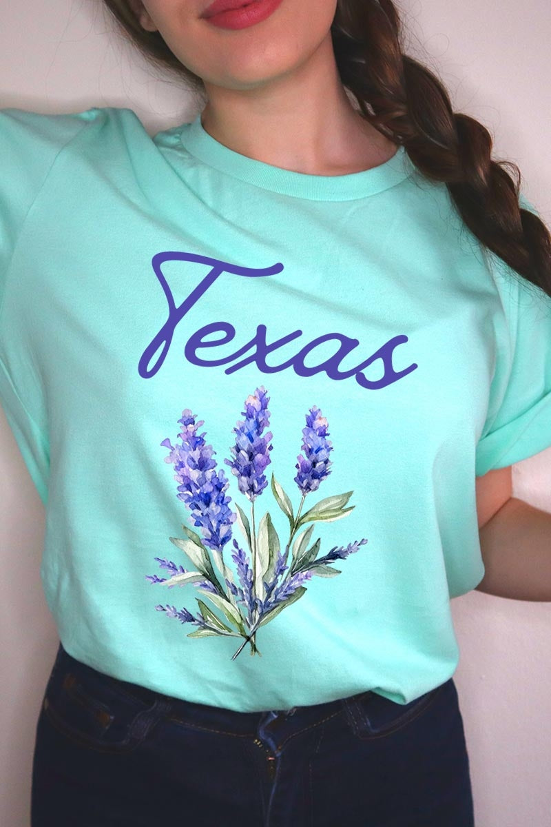 US3001-E3060 Texas Bluebonnet Graphic Tee $12.5