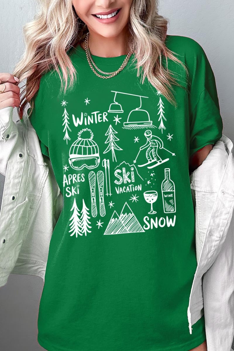 5000-E3188 Ski Doodle Graphic Heavy Cotton Tee $9