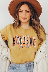 US3001-E3167 Believe Fall Christian Graphic Tee $12.5