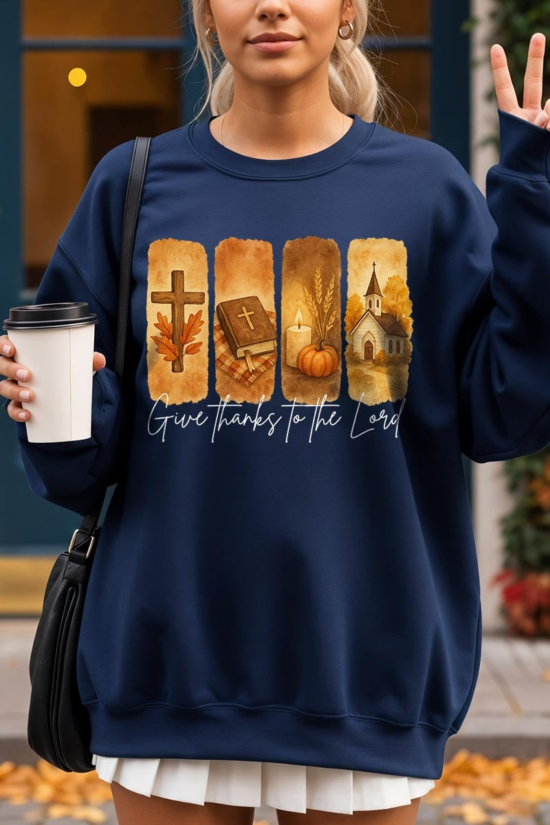 UL180P-E3169 Give Thanks To The Lord Graphic Plus Sweatshirt $25