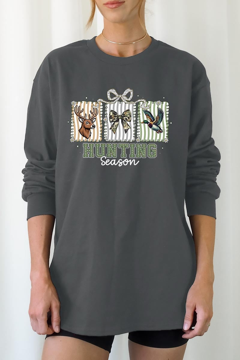 UL240-E3192 Deer & Duck Hunting Season Graphic Long Sleeve Tee $13.75
