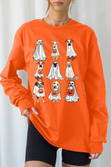 UL240-E3106 Halloween Ghost Dog Graphic Long Sleeve Tee $13.75