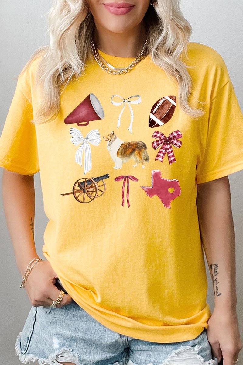 5000-E3079 Texas Football Graphic Heavy Cotton Tee $9