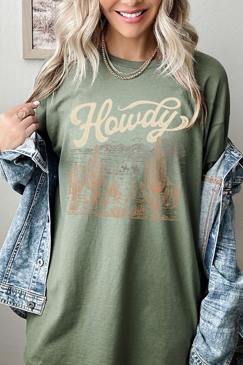 5000P-E3095 Howdy Desert Western Graphic Plus Heavy Cotton Tee $12.75