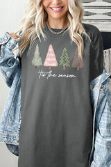 5000P-E3218 Rustic Christmas Trees Graphic Plus Heavy Cotton Tee $12.75