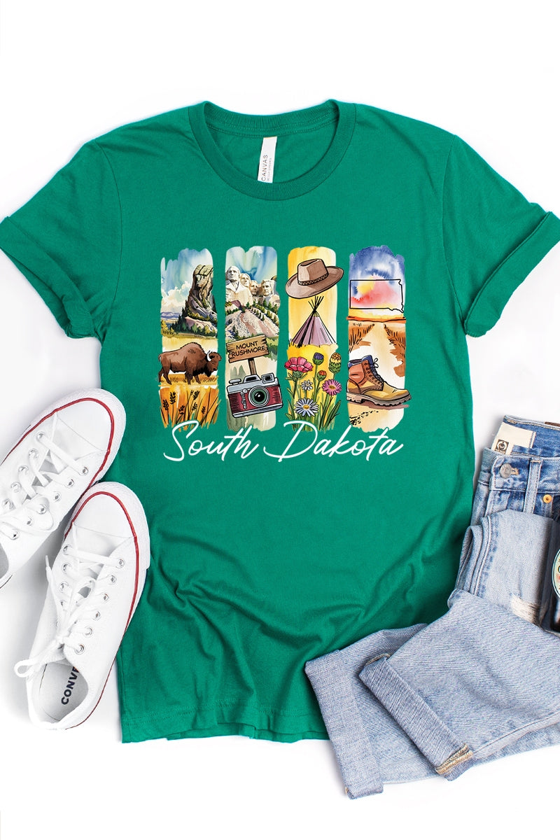 US3001-E3061SD South Dakota State Brushstroke Graphic Tee $12.5