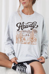 UL240-E3095 Howdy Desert Western Graphic Long Sleeve Tee $13.75