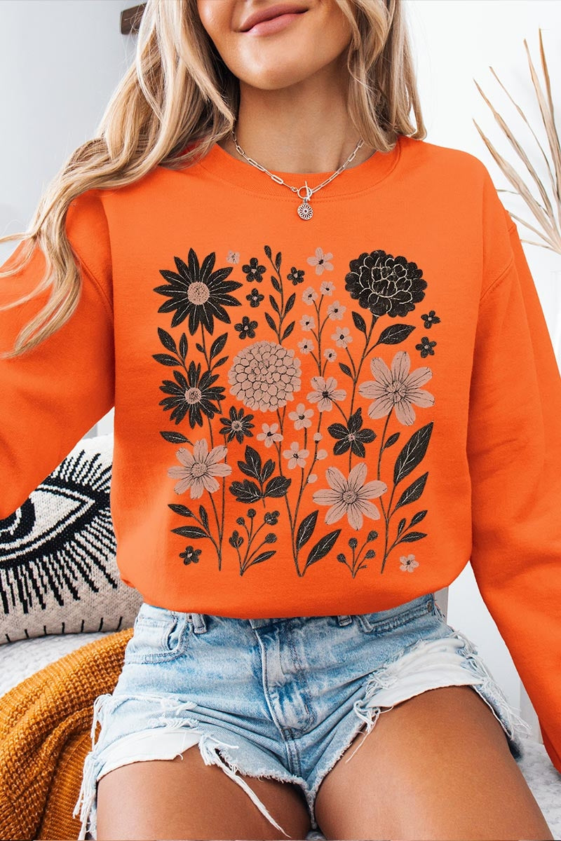 UL180-E3178 Fall Floral Garden Graphic Sweatshirt $20