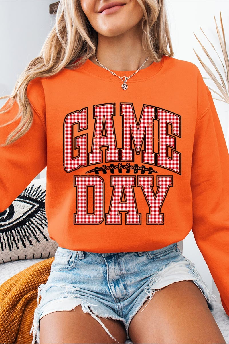 UL180-E3126 Red Gingham Game Day Graphic Sweatshirt $20