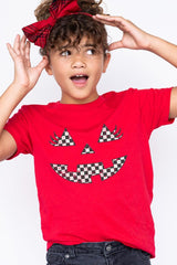 US3001Y-E3149Z Checker Pumpkin Face Kids Graphic Tee $11