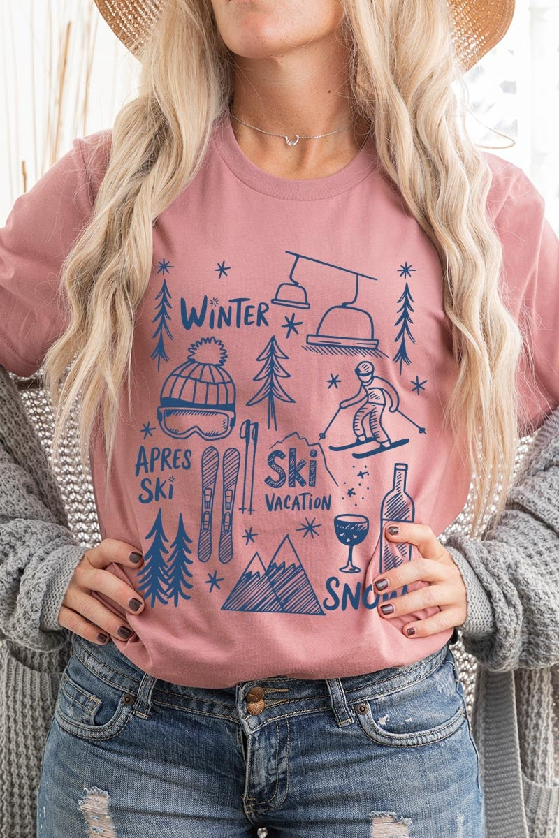 US3001P-E3188 Ski Doodle Graphic Plus Tee $16
