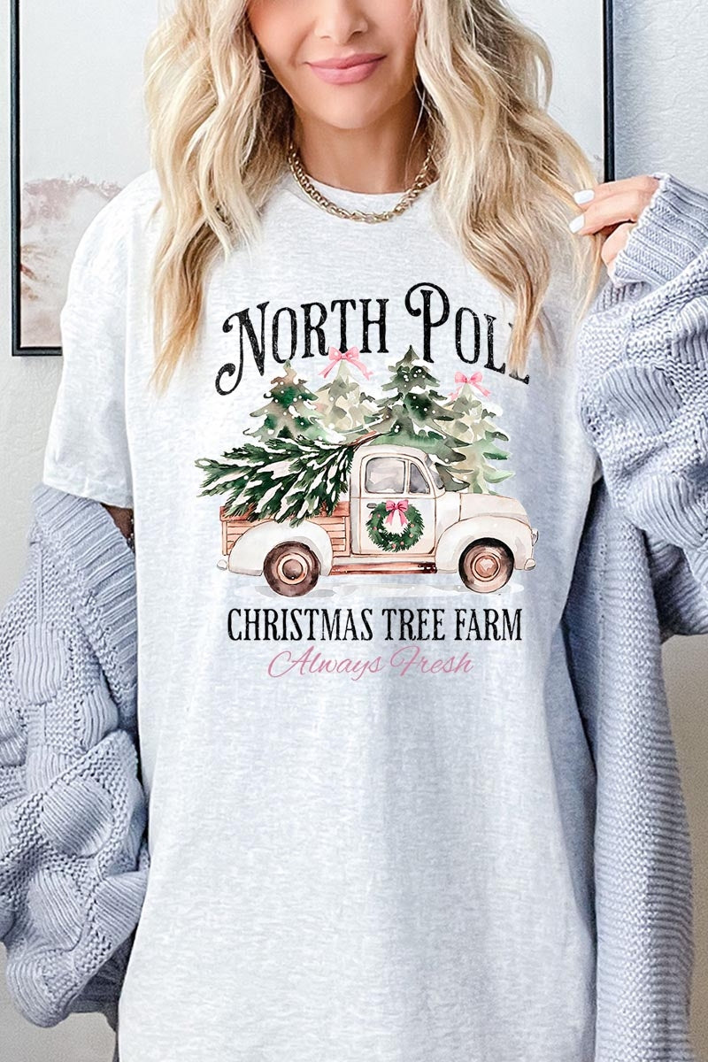 5000P-E3174 North Pole Christmas Graphic Plus Heavy Cotton Tee $12.75