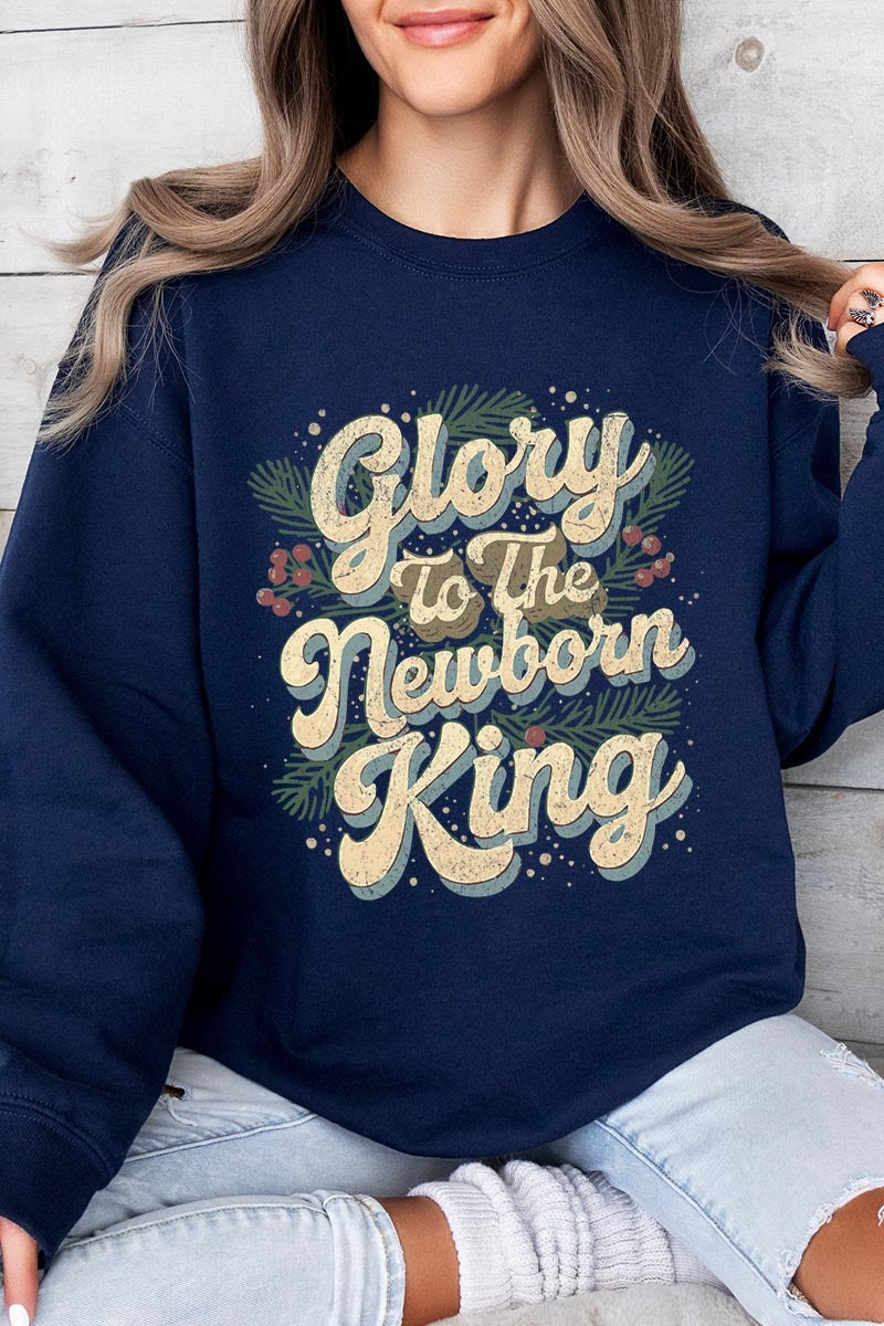 UL180-E3220 Glory to the Newborn King Graphic Sweatshirt $20