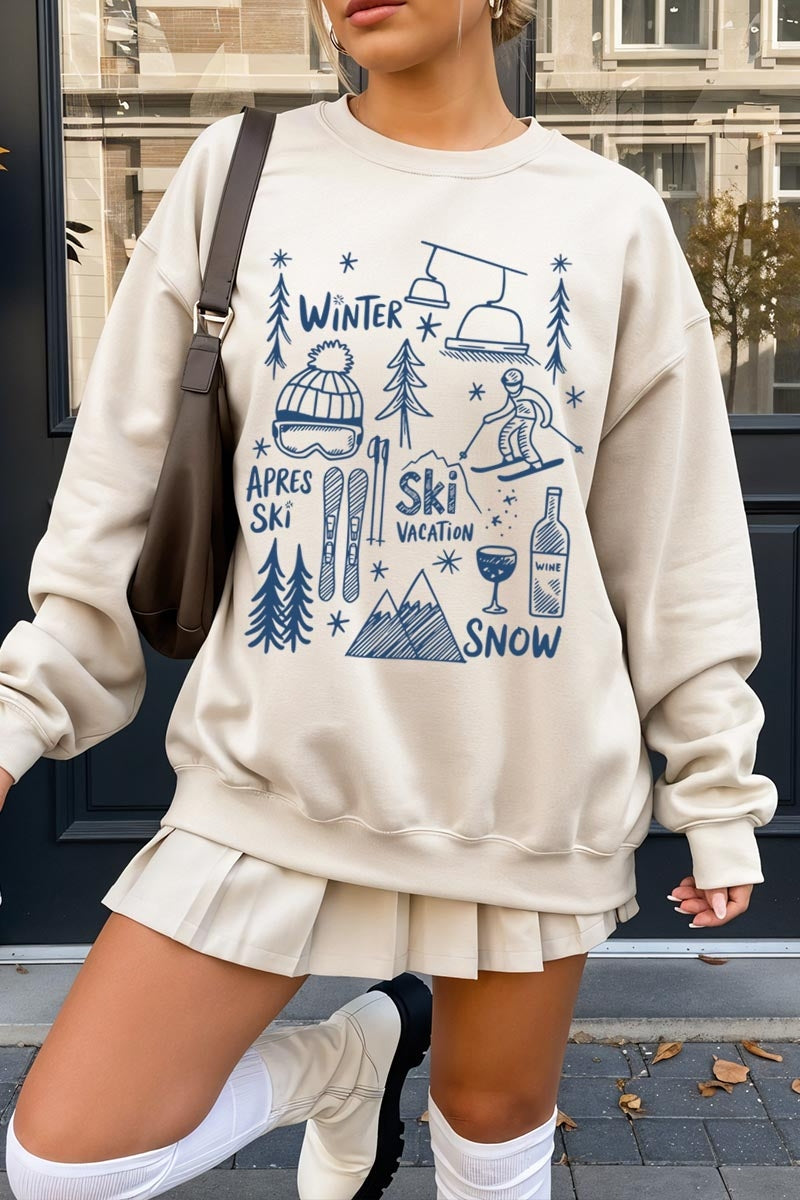 UL180-E3188 Ski Doodle Graphic Sweatshirt $20