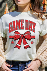 US3001P-E3062 Red Game Day Football Bow Graphic Plus Tee $16