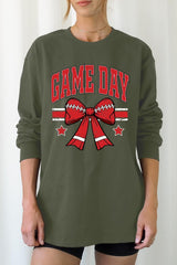 UL240P-E3062 Red Game Day Football Bow Plus Long Sleeve Tee $17
