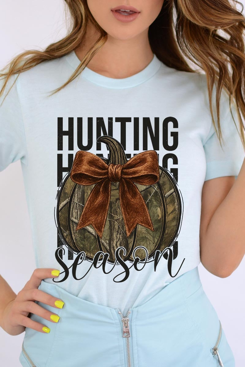 US3001P-E3190 Hunting Pumpkin Bow Graphic Plus Tee $16