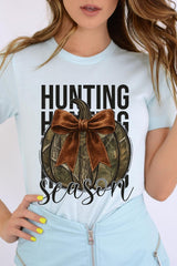 US3001-E3190 Hunting Pumpkin Bow Graphic Tee $12.5
