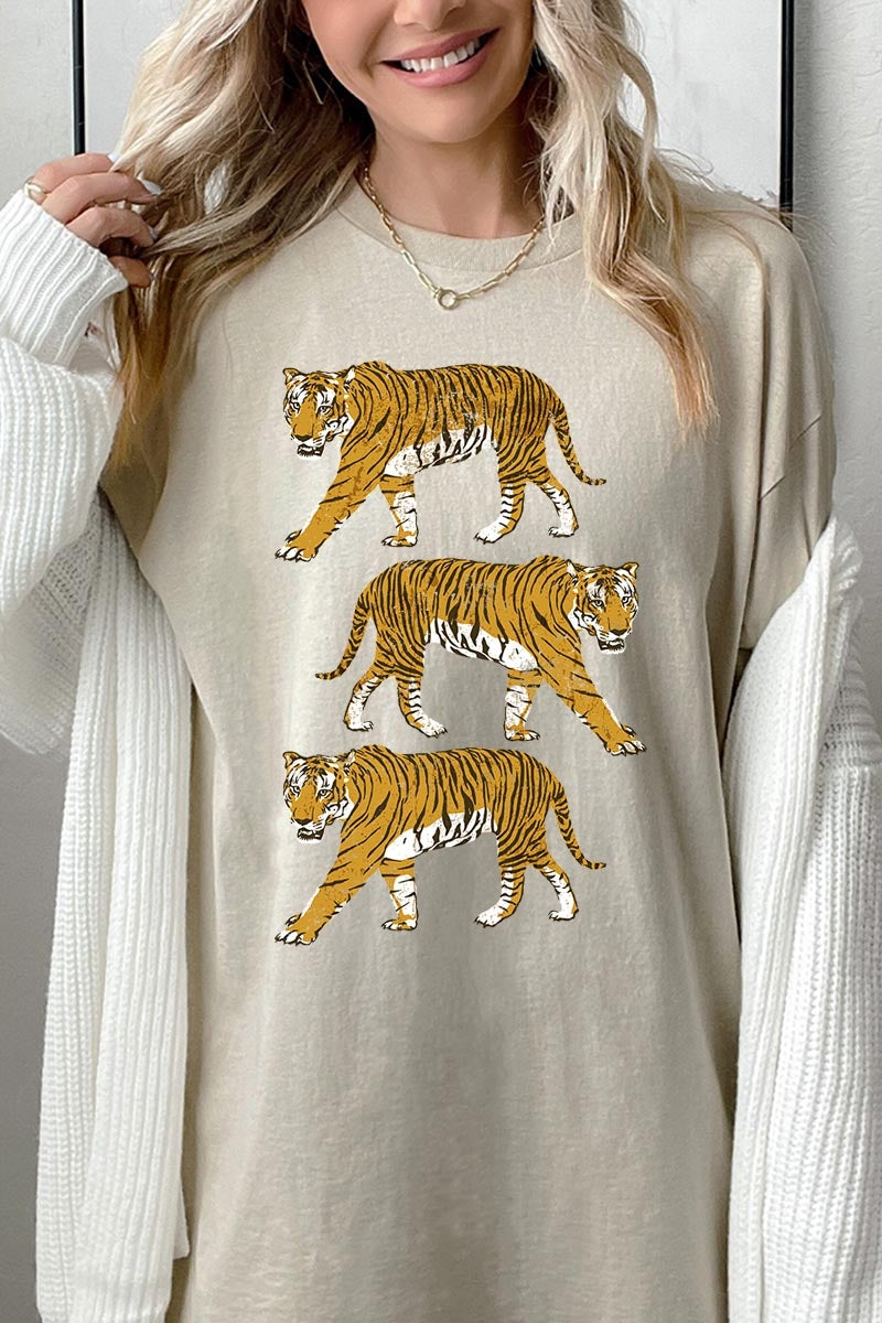 5000-E3104 Retro Tigers Graphic Heavy Cotton Tee $9