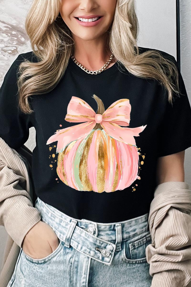 US3001-E3083 Brushstroke Pumpkin Graphic Tee $12.5