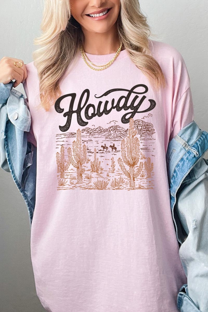 5000P-E3095 Howdy Desert Western Graphic Plus Heavy Cotton Tee $12.75