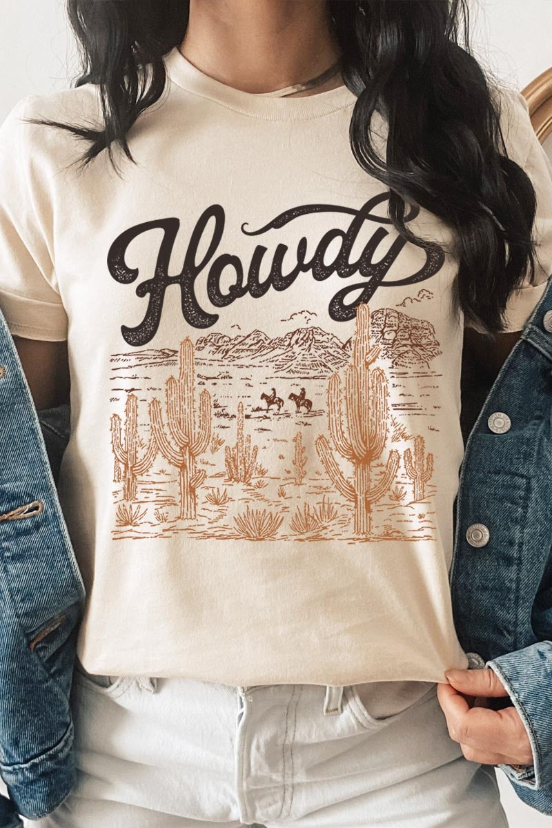 US3001P-E3095 Howdy Desert Western Graphic Plus Tee $16