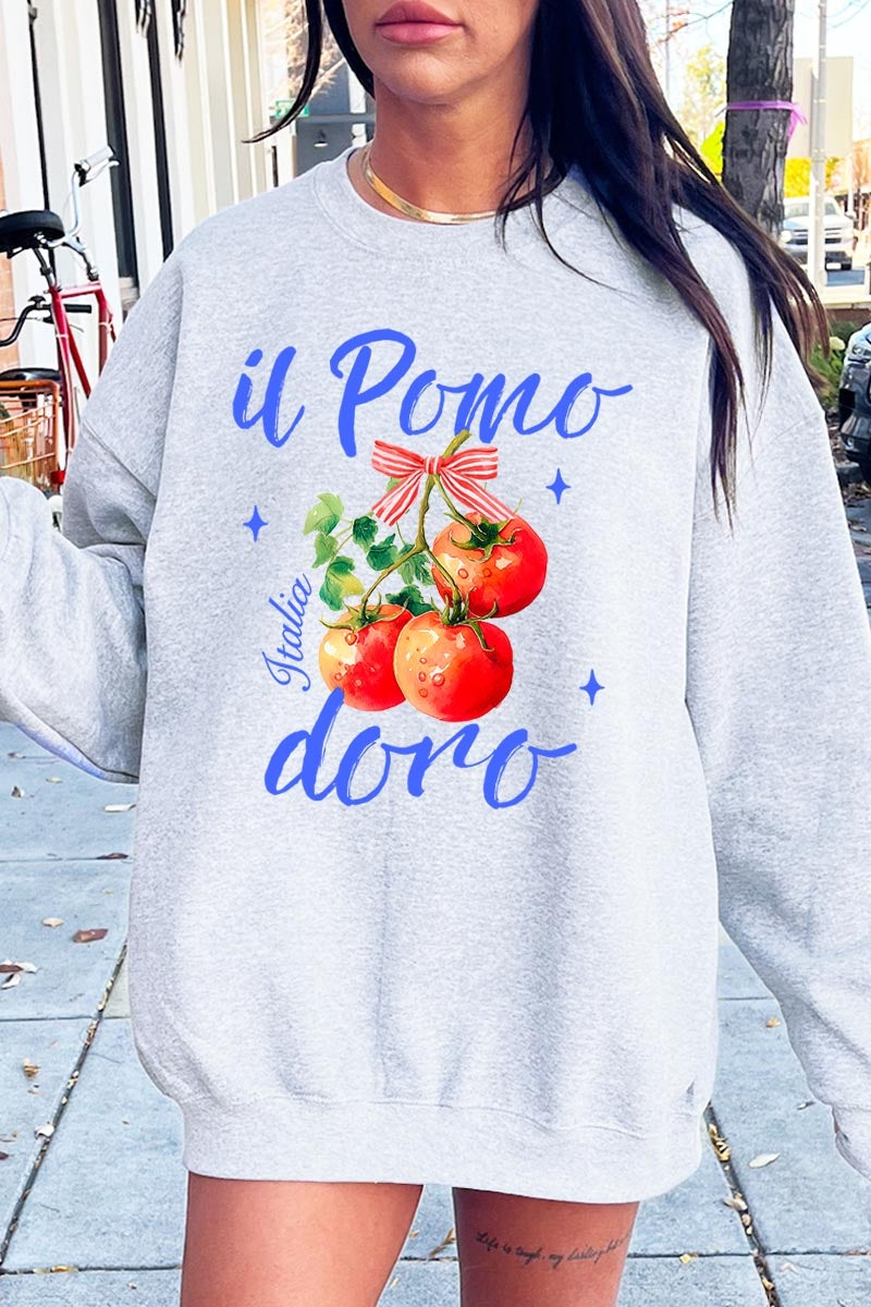 UL180P-E3070 Il Pomodoro Tomato Art Graphic Plus Sweatshirt $25
