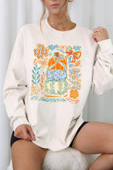 UL240P-E3153 Floral Pumpkin Stack Graphic Plus Long Sleeve Tee $17