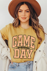 US3001P-E3129 Orange Gingham Game Day Graphic Plus Tee $16