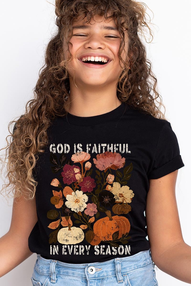 US3001Y-E3171Z Faithful In Every Season Kids Graphic Tee $11
