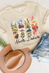 US3001-E3061ND North Dakota State Brushstroke Graphic Tee $12.5