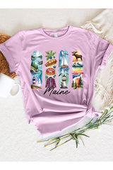 US3001P-E3061ME Maine State Brushstroke Graphic Plus Tee $16