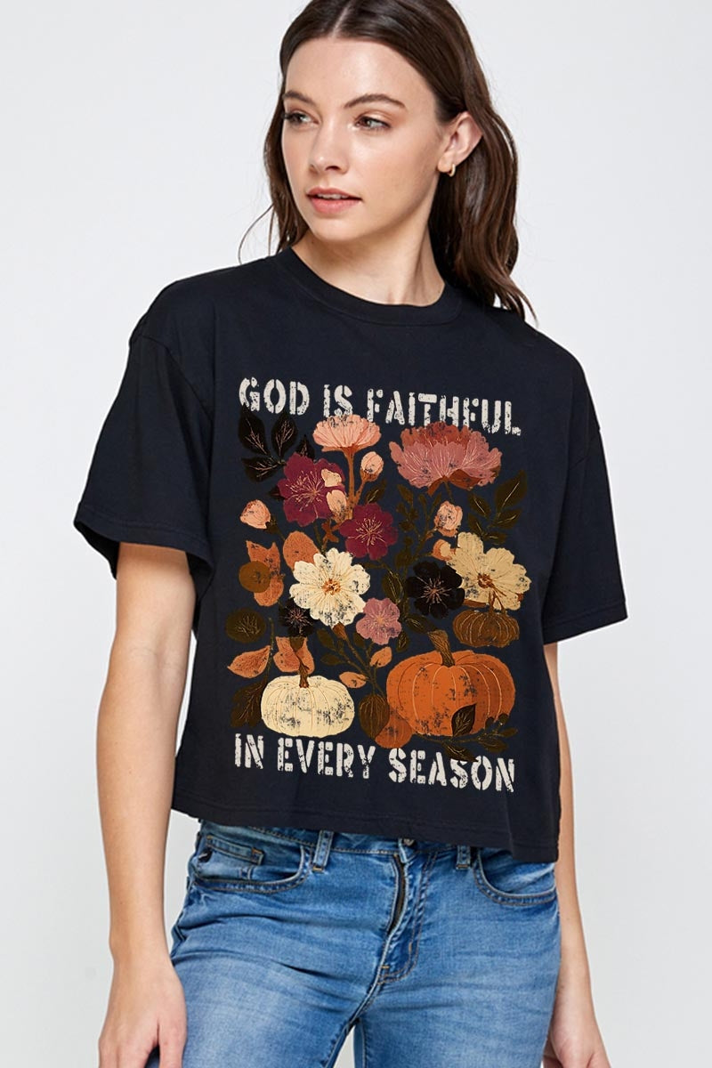 CTS-E3171 Faithful In Every Season Graphic Relaxed Crop Top $11
