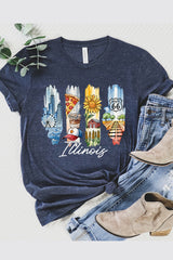 US3001-E3061IL Illinois State Brushstroke Graphic Tee $12.5