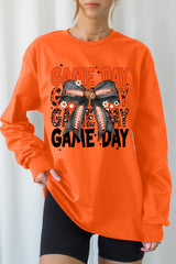 UL240P-E3088 Orange Black Football Bow Plus Long Sleeve Tee $17