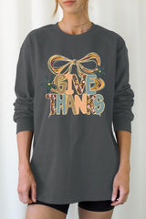 UL240-E3154 Give Thanks Bow Graphic Long Sleeve Tee $13.75
