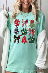 US3001-E3195 Christmas Bow Paw Graphic Tee $12.5