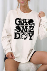 UL240P-E3073 Distressed Game Day Graphic Plus Long Sleeve Tee $17