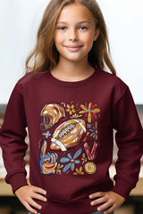 UL180B-E3072Z Retro Floral Football Kids Graphic Sweatshirt $20